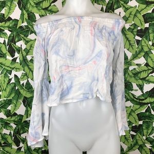 5 for $25 Hollister Blue Tie Dye Off Shoulder Top